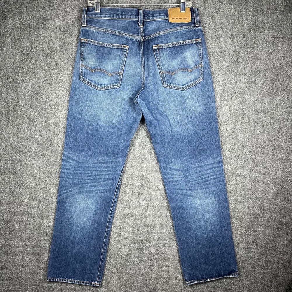 American Eagle Straight Leg Jeans Mens 29x30 Blue Medium Wash Denim Mid Rise - Picture 2 of 10